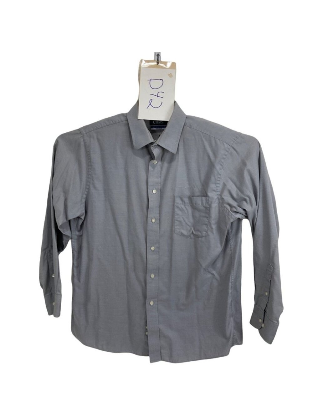 Chaps 16 1/2  34/35 Grey Cotton Blend Long Sleeve Dress Shirt  25c - Picture 8 of 9